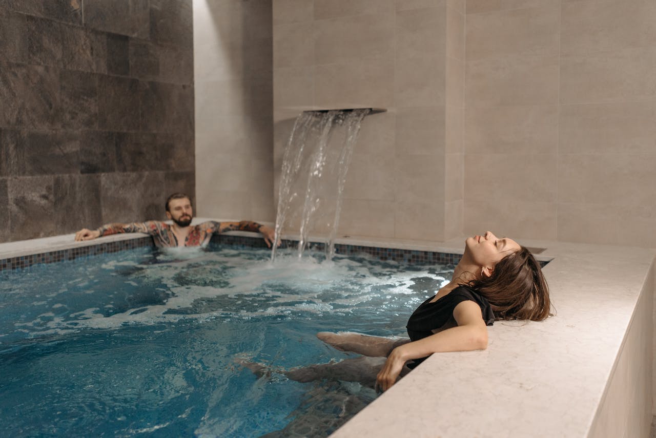 A Couple Relaxing in a Pool